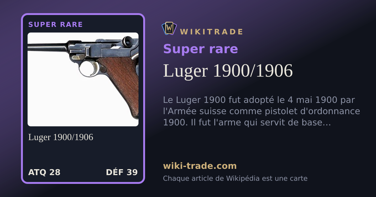 Luger 1900/1906 — carte Super rare