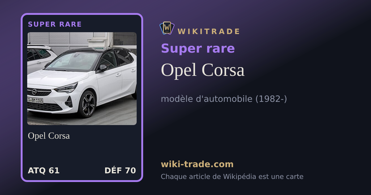 Opel Corsa — carte Super rare