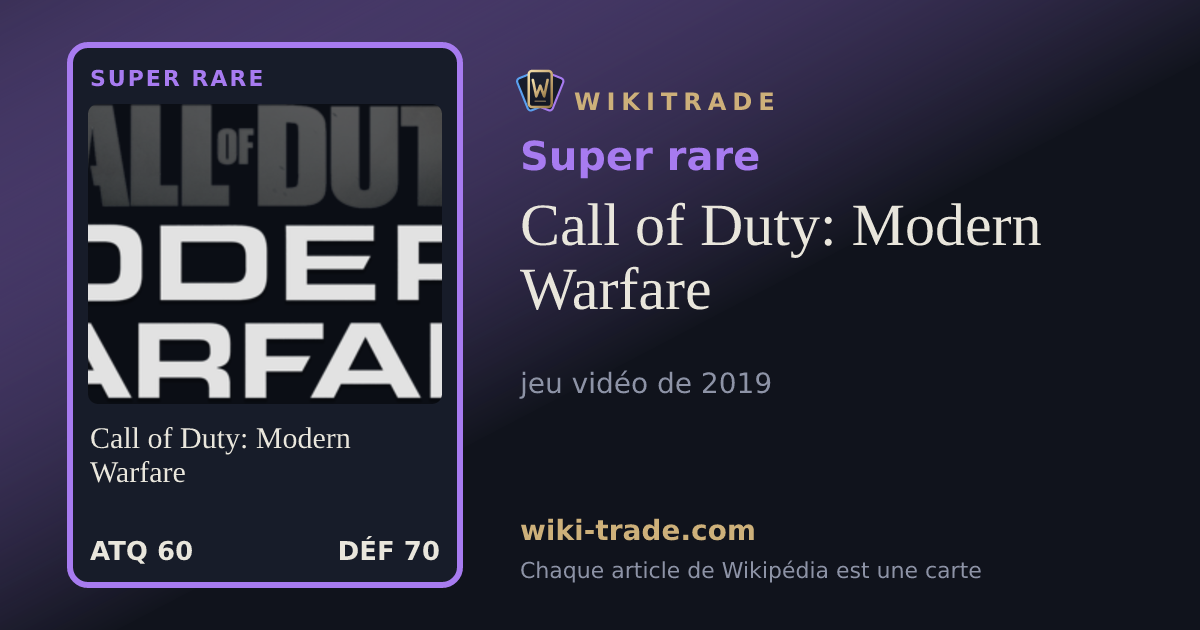 Call of Duty: Modern Warfare — carte Super rare