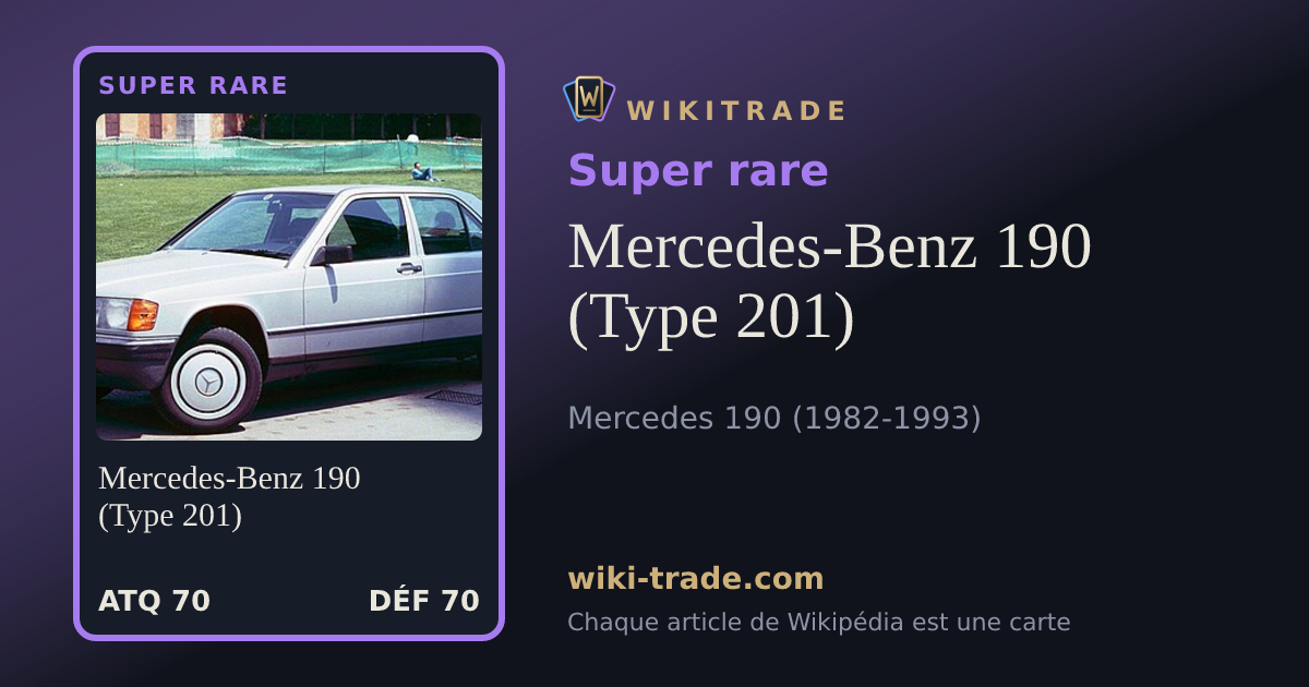 Mercedes-Benz 190 (Type 201) — carte Super rare