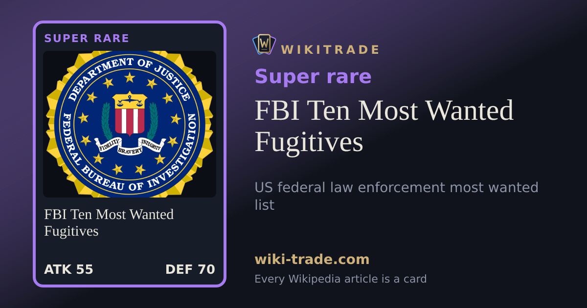 FBI Ten Most Wanted Fugitives — Super rare card