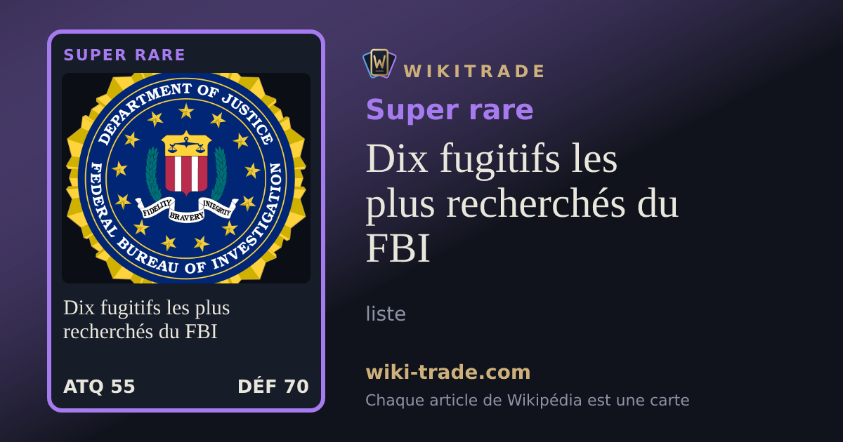 Dix fugitifs les plus recherchés du FBI — carte Super rare