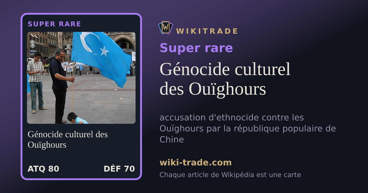 Génocide culturel des Ouïghours — carte Super rare