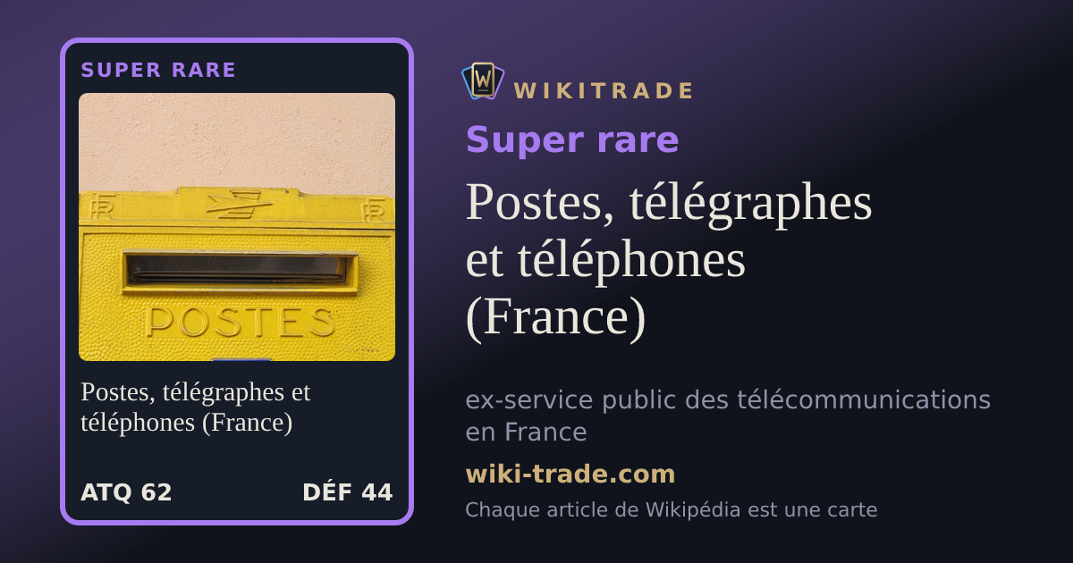 Postes, télégraphes et téléphones (France) — carte Super rare