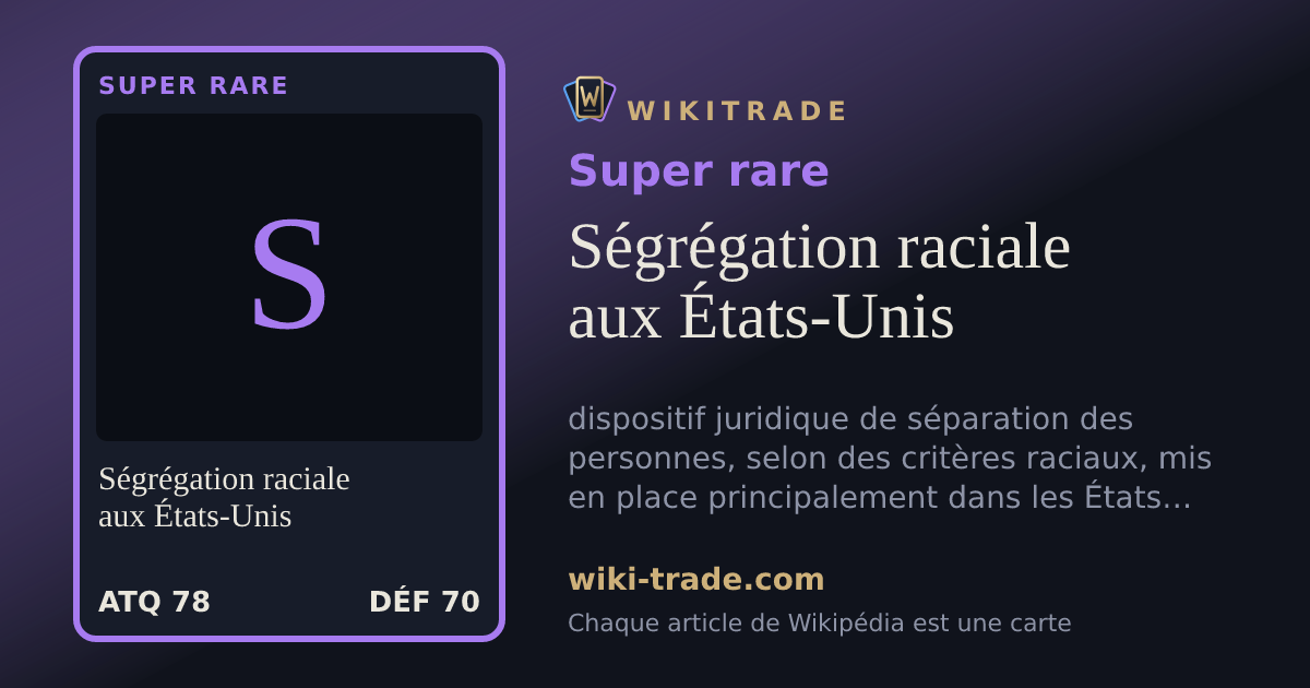 Ségrégation raciale aux États-Unis — carte Super rare