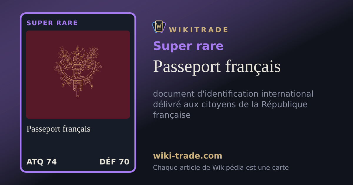 Passeport français — carte Super rare