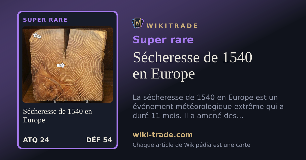 Sécheresse de 1540 en Europe — carte Super rare