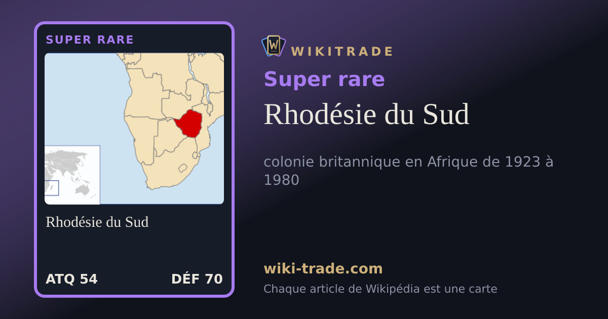 Rhodésie du Sud — carte Super rare