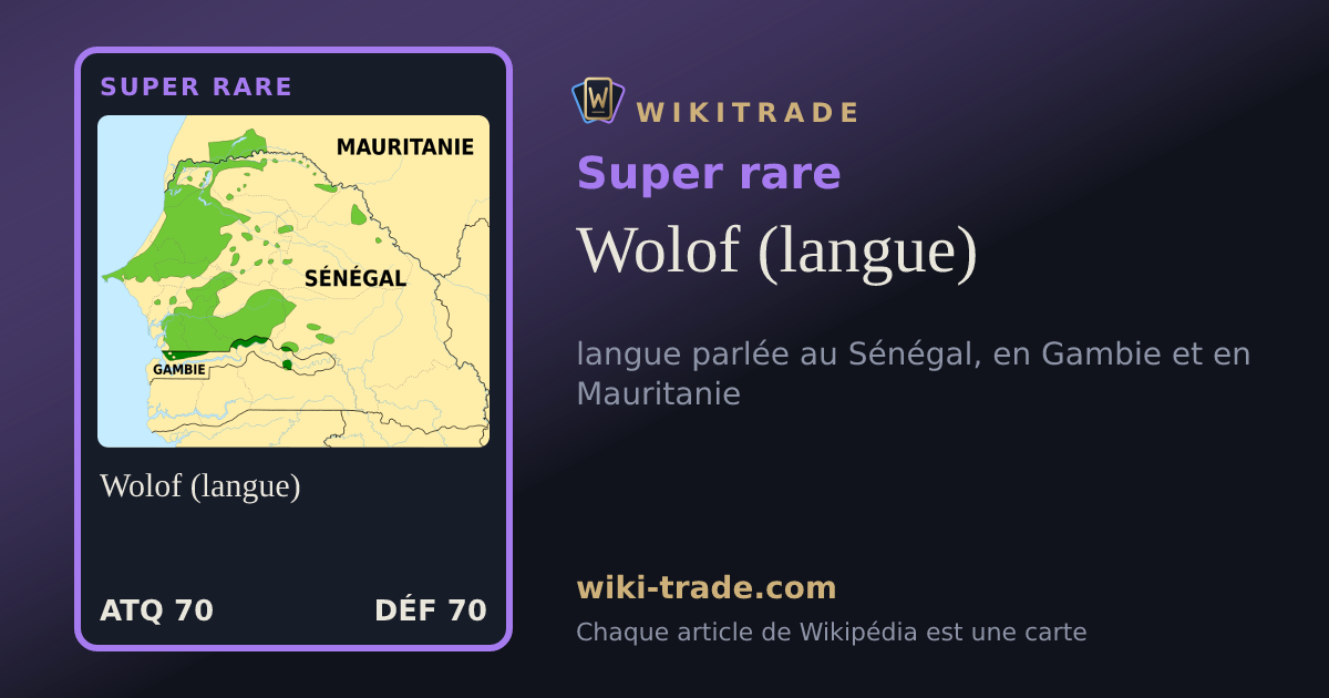 Wolof (langue) — carte Super rare