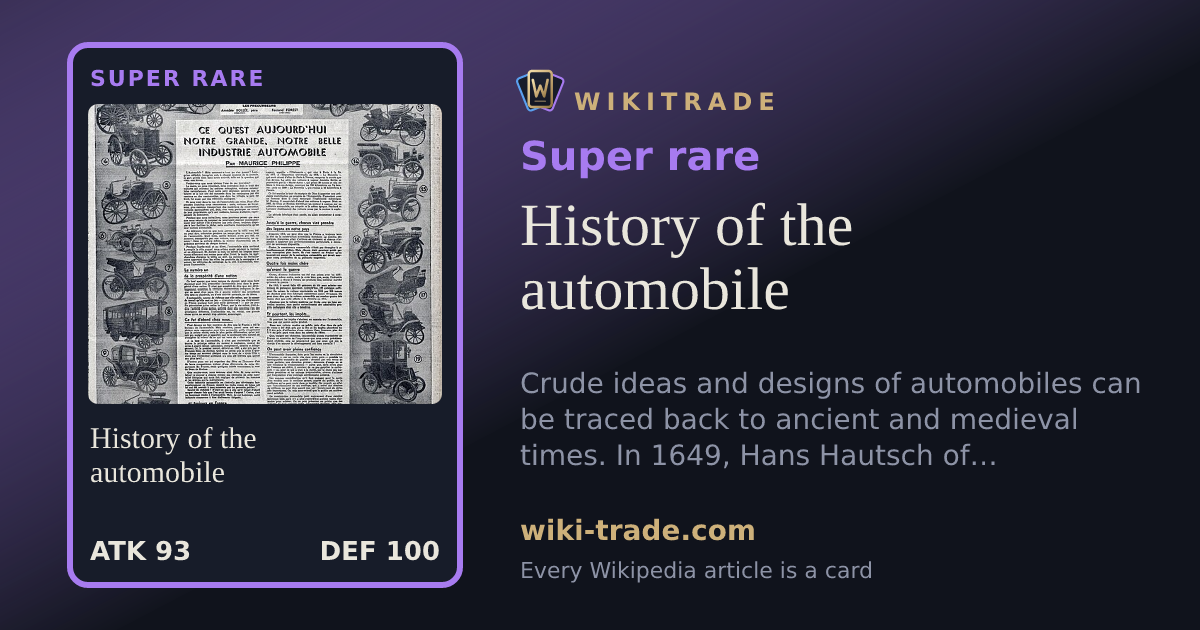 History of the automobile — Super rare card
