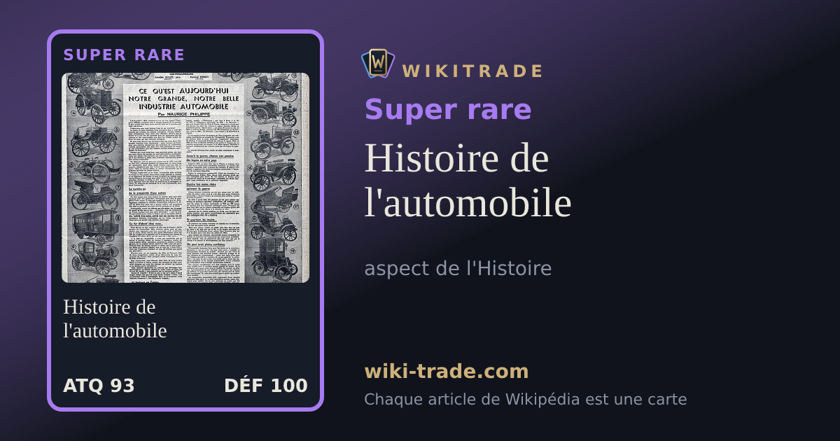 Histoire de l'automobile — carte Super rare