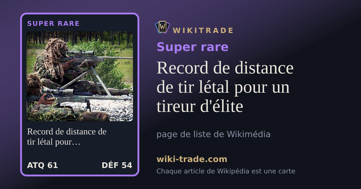 Record de distance de tir létal pour un tireur d'élite — carte Super rare