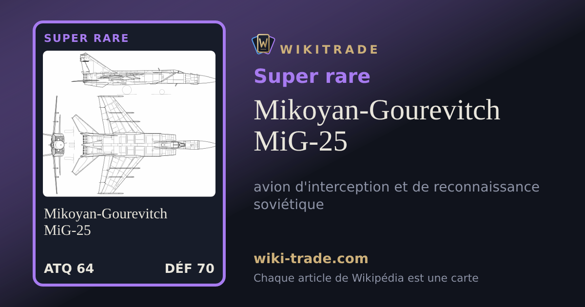 Mikoyan-Gourevitch MiG-25 — carte Super rare