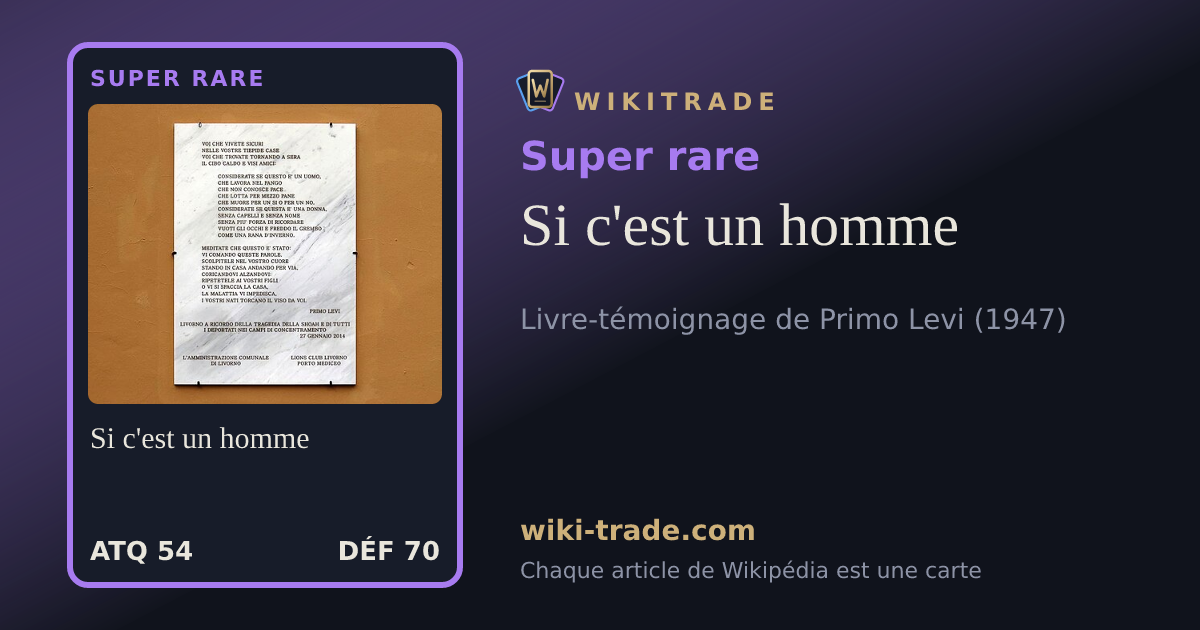 Si c'est un homme — carte Super rare