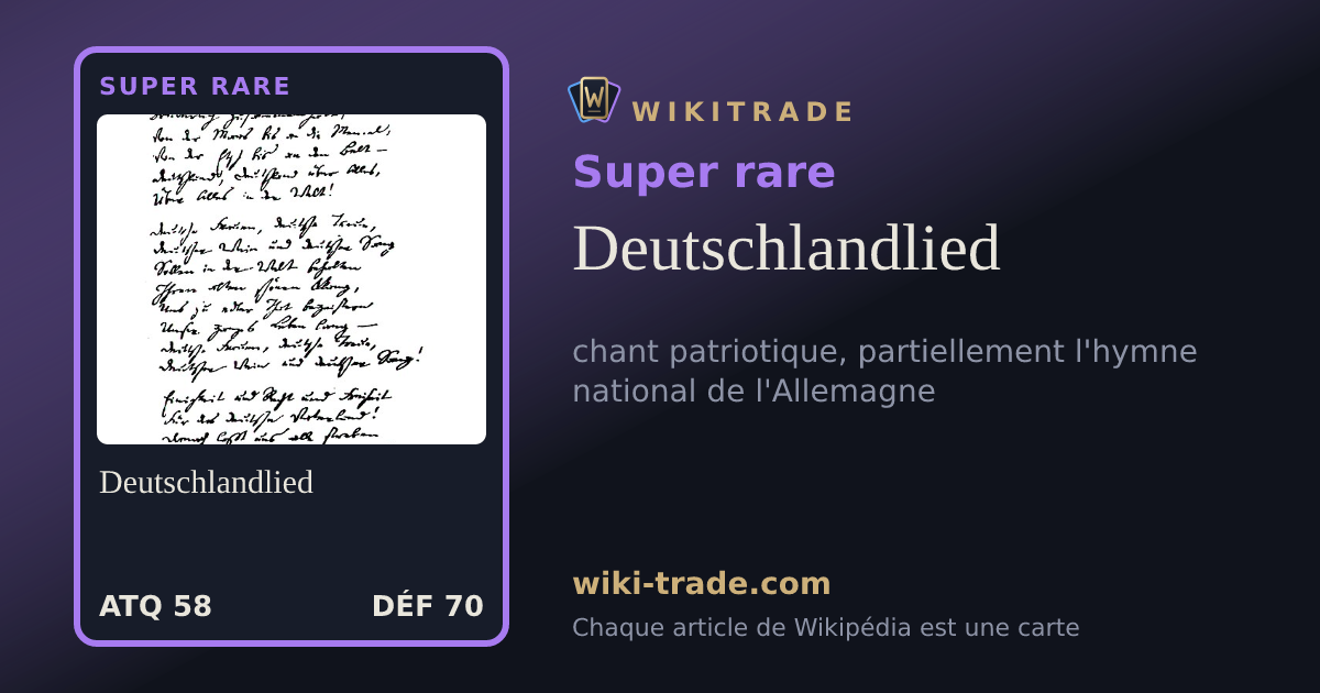Deutschlandlied — carte Super rare