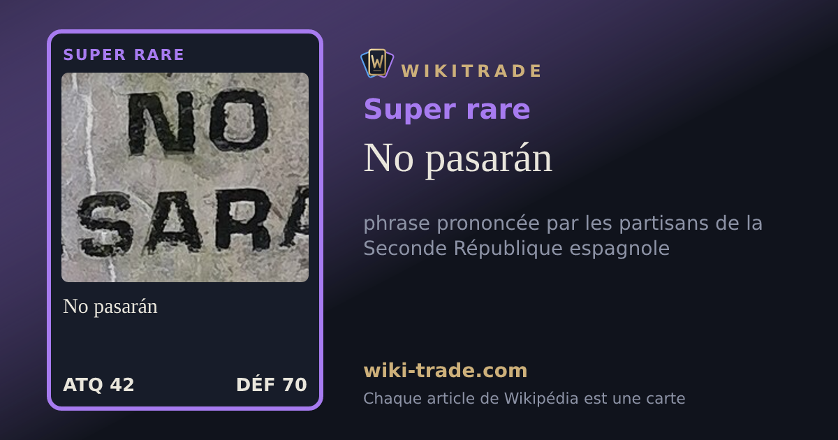 No pasarán — carte Super rare