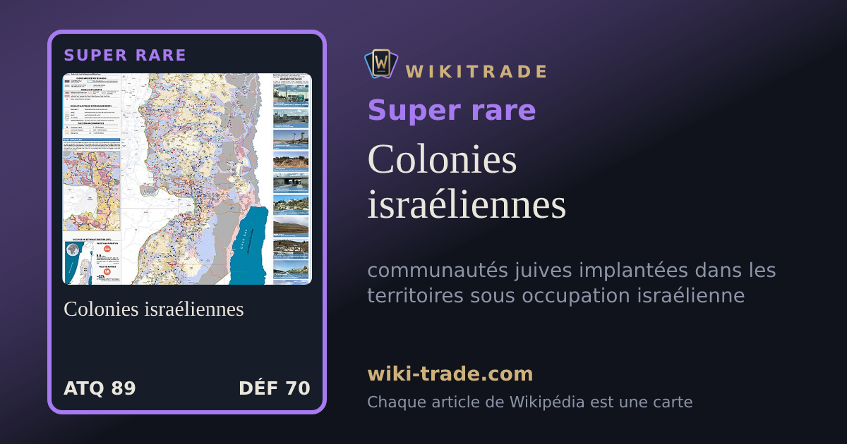 Colonies israéliennes — carte Super rare
