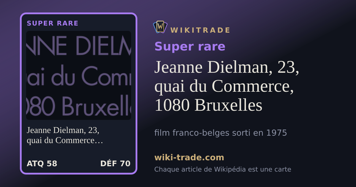Jeanne Dielman, 23, quai du Commerce, 1080 Bruxelles — carte Super rare