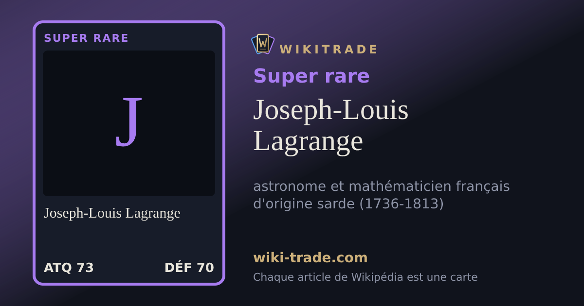 Joseph-Louis Lagrange — carte Super rare