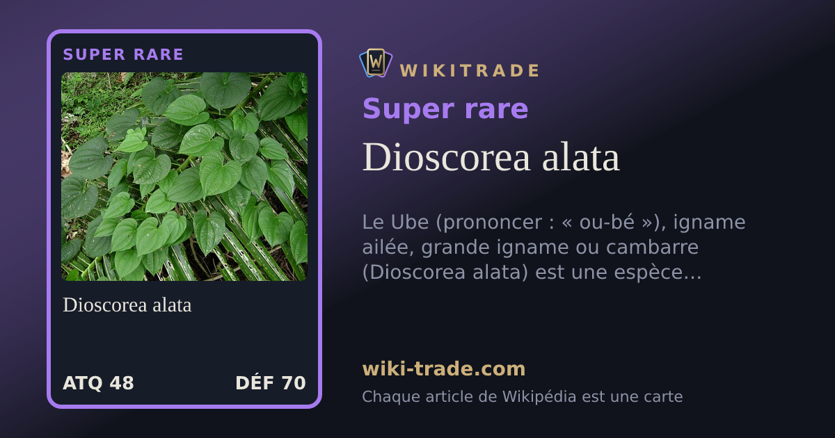 Dioscorea alata — carte Super rare