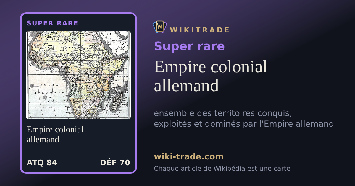 Empire colonial allemand — carte Super rare