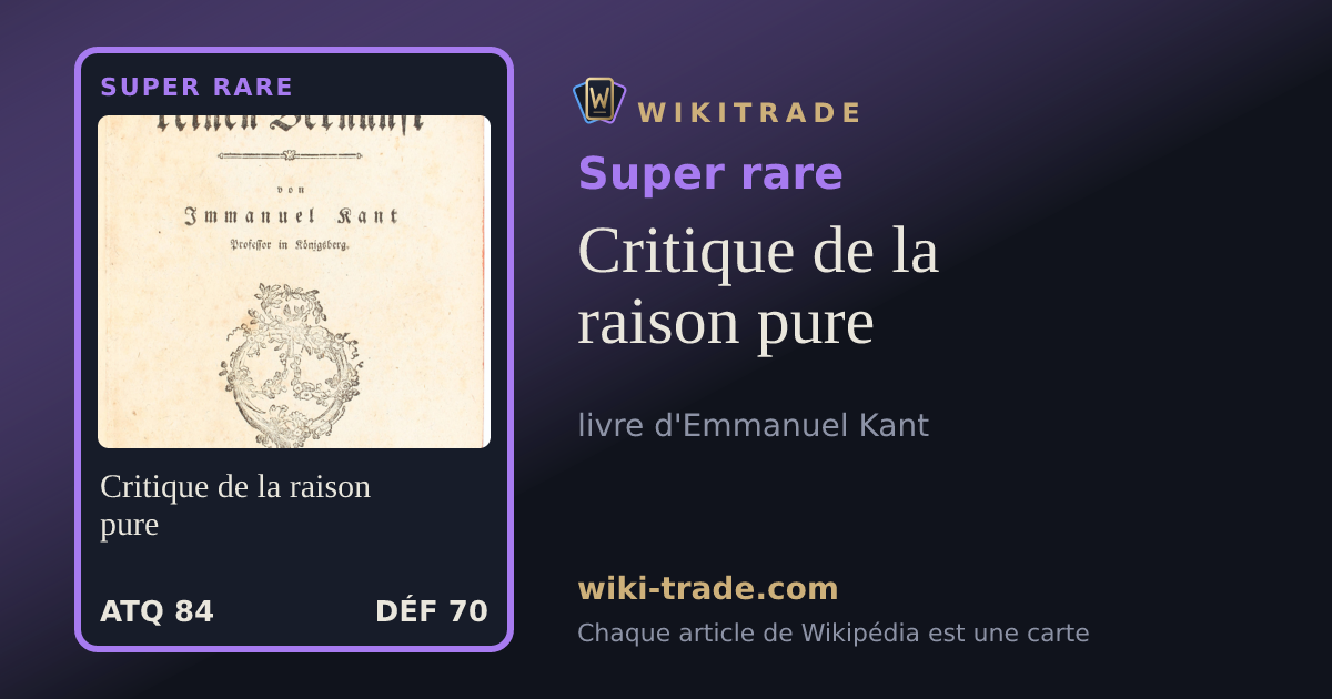 Critique de la raison pure — carte Super rare