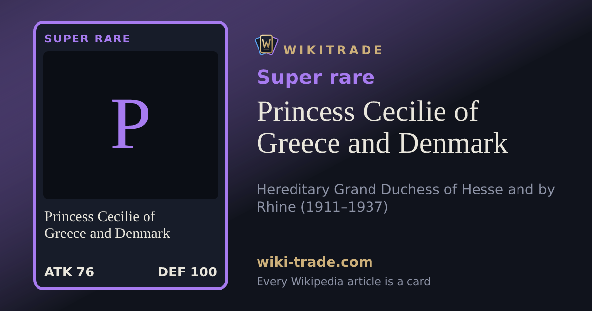 Princess Cecilie of Greece and Denmark — Super rare card