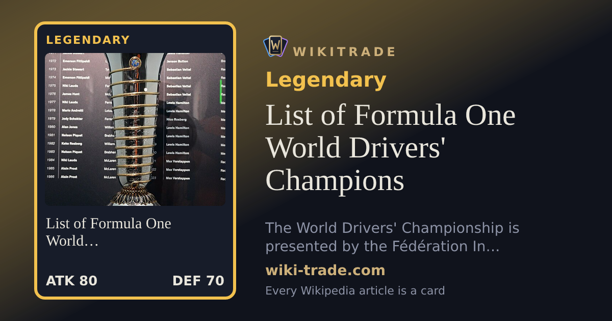 List of Formula One World Drivers' Champions — Legendary card