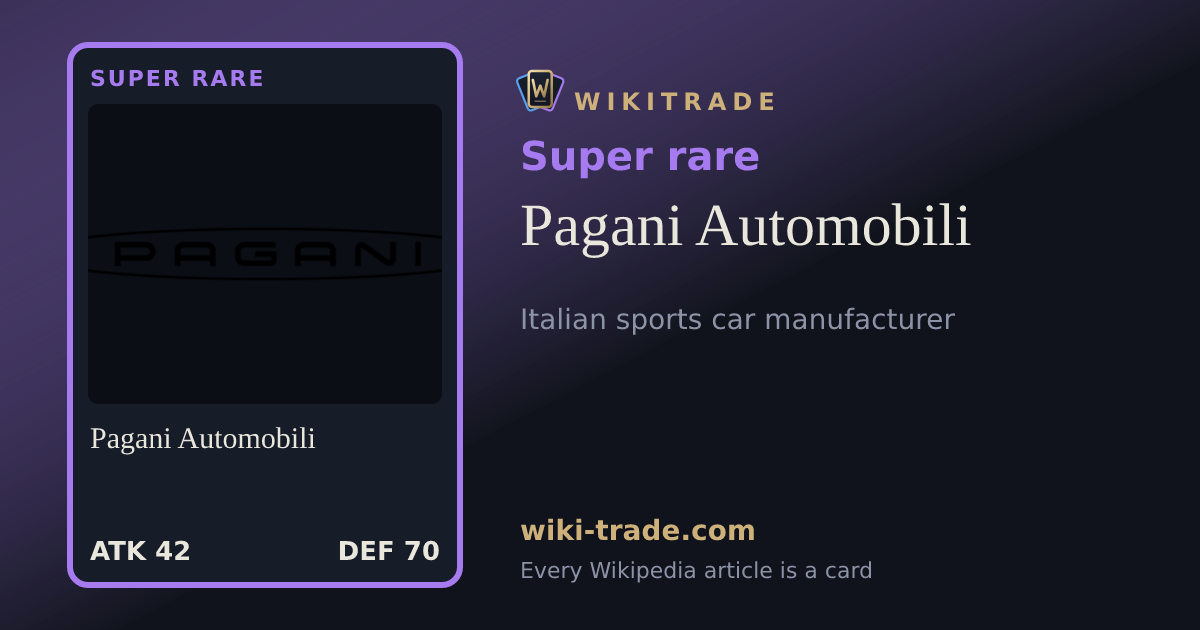 Pagani Automobili — Super rare card