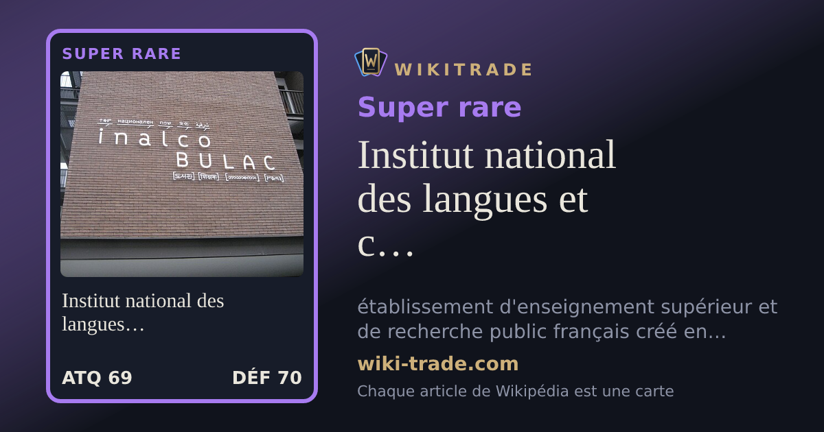 Institut national des langues et civilisations orientales — carte Super rare