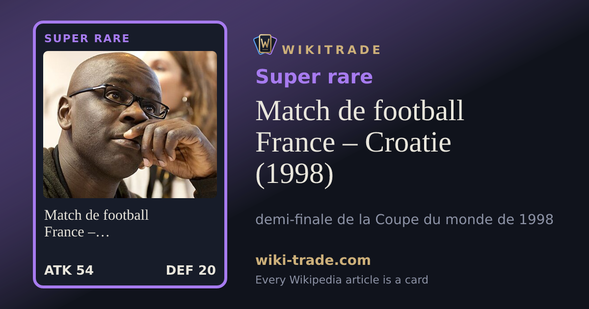 Match de football France – Croatie (1998) — Super rare card