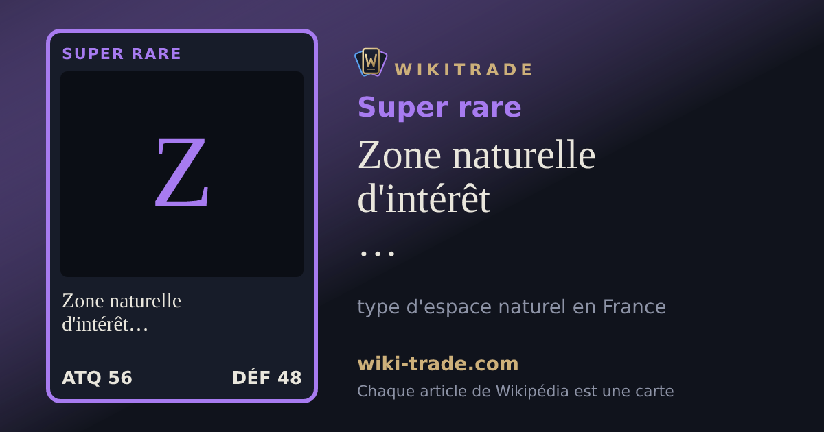 Zone naturelle d'intérêt écologique, faunistique et floristique — carte Super rare