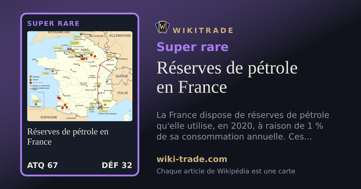 Réserves de pétrole en France — carte Super rare
