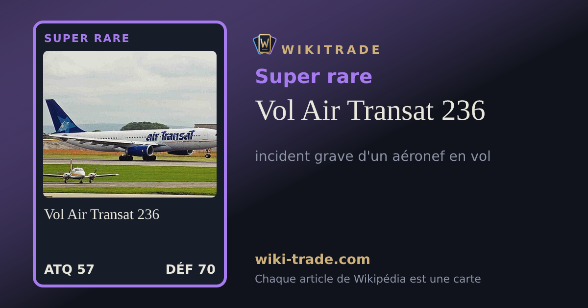 Vol Air Transat 236 — carte Super rare