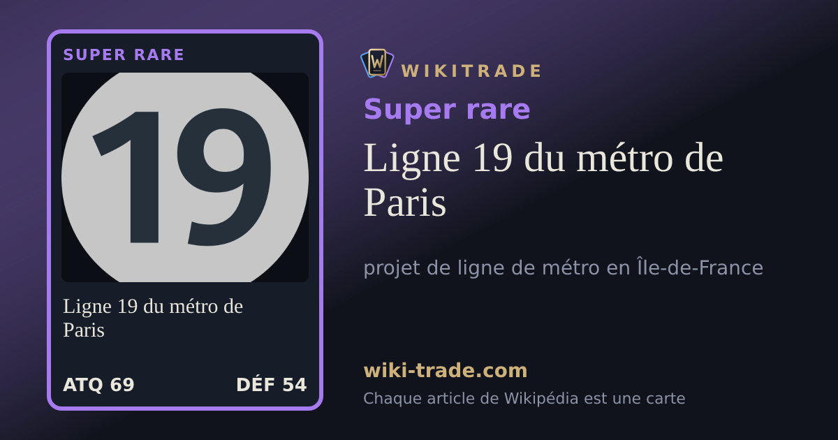 Ligne 19 du métro de Paris — carte Super rare