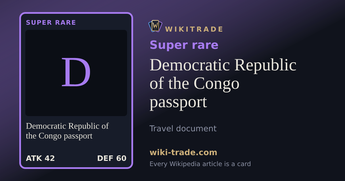 Democratic Republic of the Congo passport — Super rare card