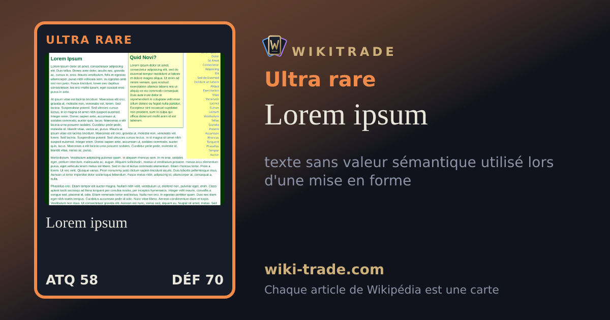 Lorem ipsum — carte Ultra rare