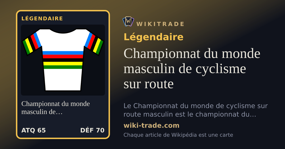 Championnat du monde masculin de cyclisme sur route — carte Légendaire