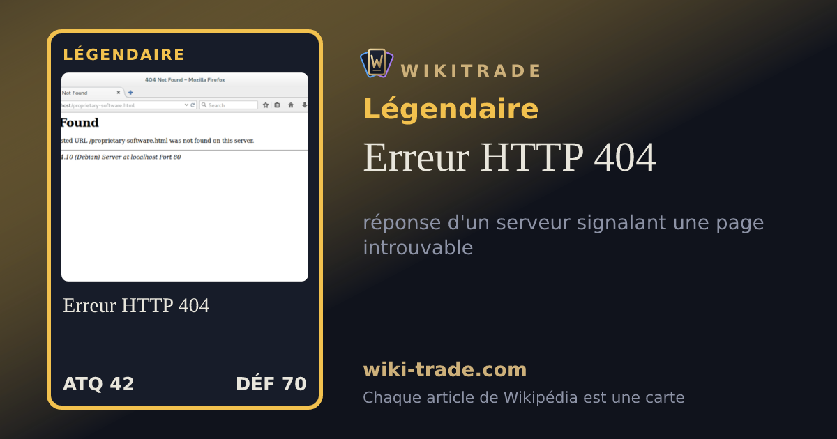 Erreur HTTP 404 — carte Légendaire