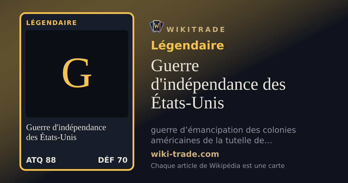 Guerre d'indépendance des États-Unis — carte Légendaire