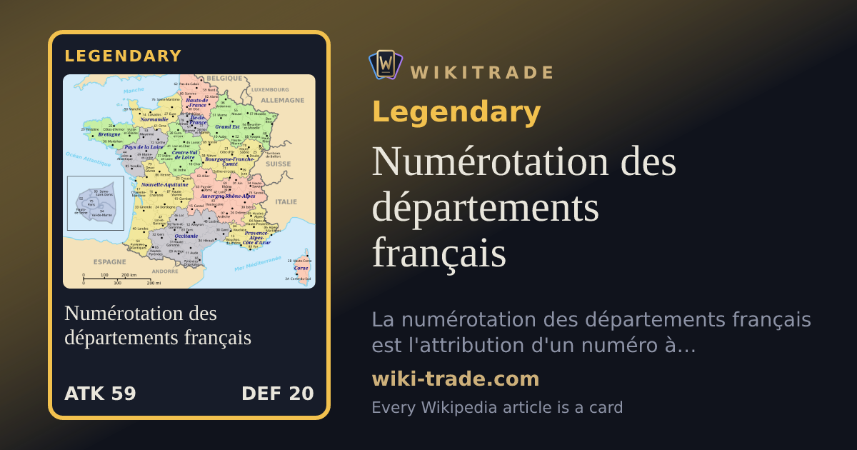 Numérotation des départements français — Legendary card