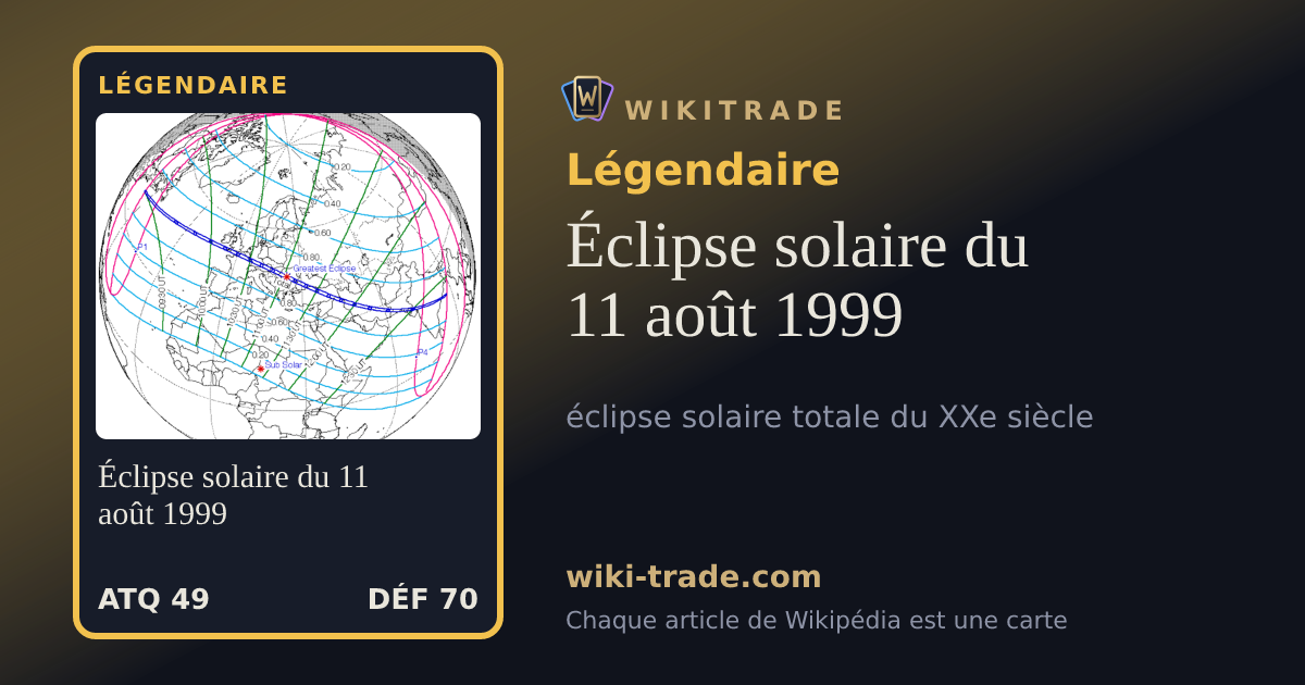 Éclipse solaire du 11 août 1999 — carte Légendaire