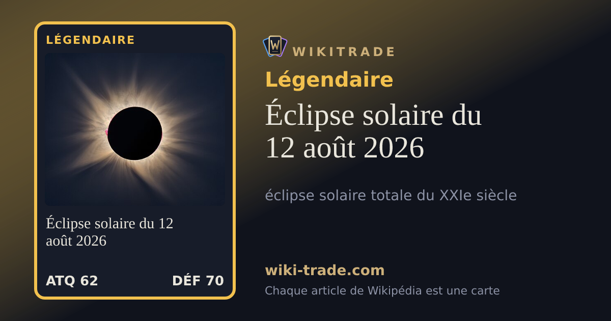 Éclipse solaire du 12 août 2026 — carte Légendaire