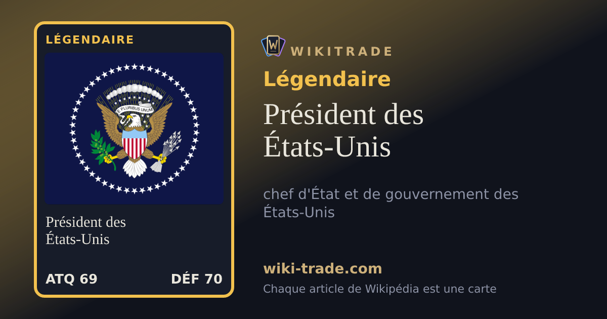 Président des États-Unis — carte Légendaire