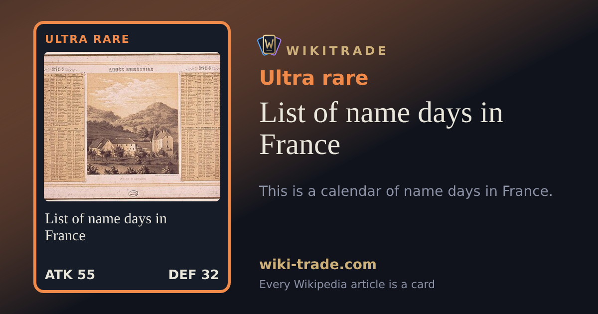 List of name days in France — Ultra rare card