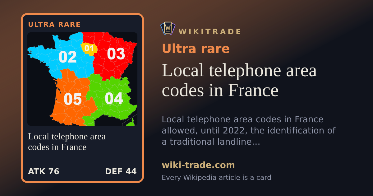 Local telephone area codes in France — Ultra rare card