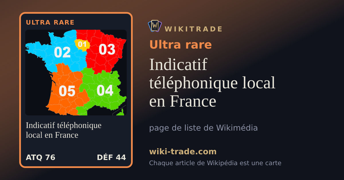 Indicatif téléphonique local en France — carte Ultra rare